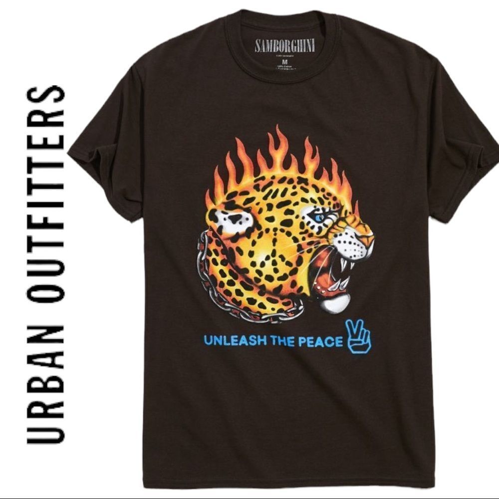 NEW Samborghini Unleash The Peace Urban Outfitters UO Tee Shirt T-Shirt M L